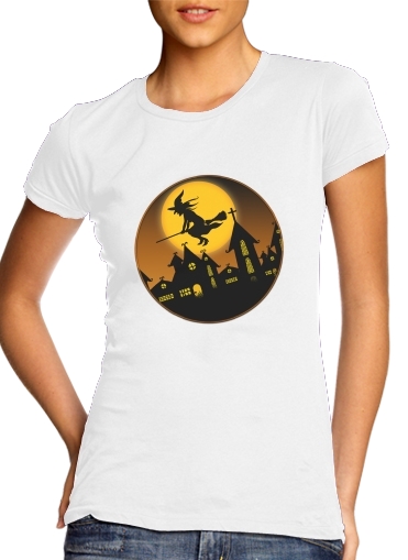  Spooky Halloween 2 para T-shirt branco das mulheres