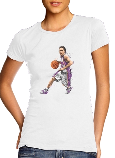  Steve Nash Basketball para T-shirt branco das mulheres