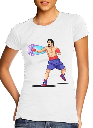  Street Pacman Fighter Pacquiao para T-shirt branco das mulheres