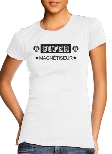  Super magnetiseur para T-shirt branco das mulheres