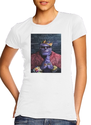  Thanos mashup Notorious BIG para T-shirt branco das mulheres