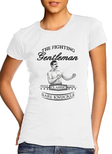  The Fighting Gentleman para T-shirt branco das mulheres