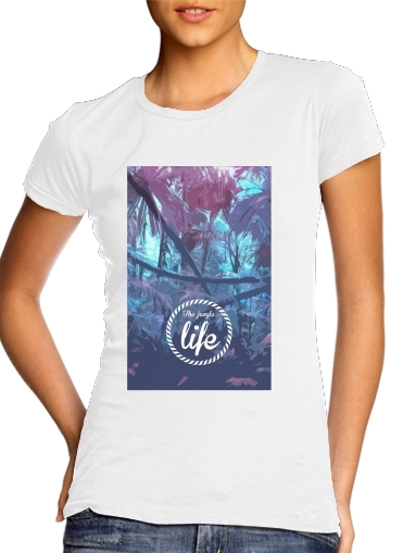 the jungle life para T-shirt branco das mulheres