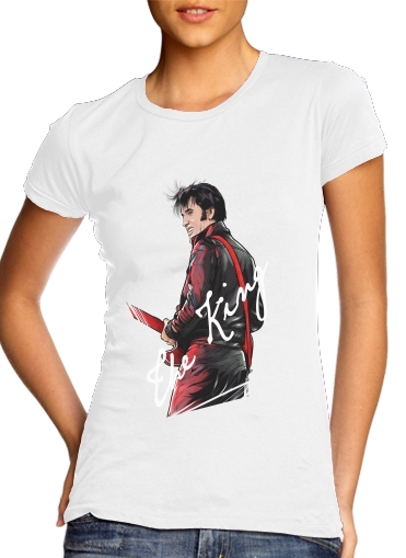  The King Presley para T-shirt branco das mulheres
