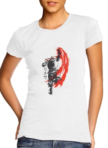  Traditional Fighter para T-shirt branco das mulheres