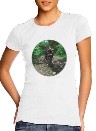  Tyrannosaurus Rex 4 para T-shirt branco das mulheres
