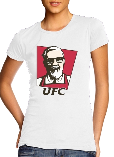  UFC x KFC para T-shirt branco das mulheres