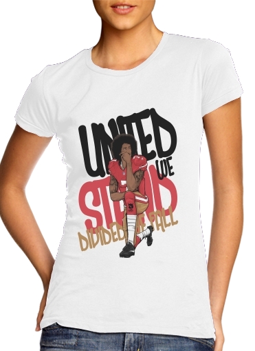  United We Stand Colin para T-shirt branco das mulheres