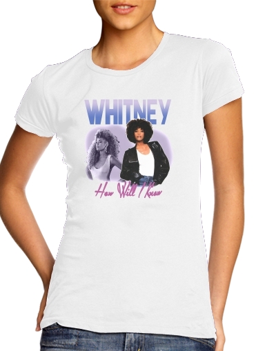  whitney houston para T-shirt branco das mulheres