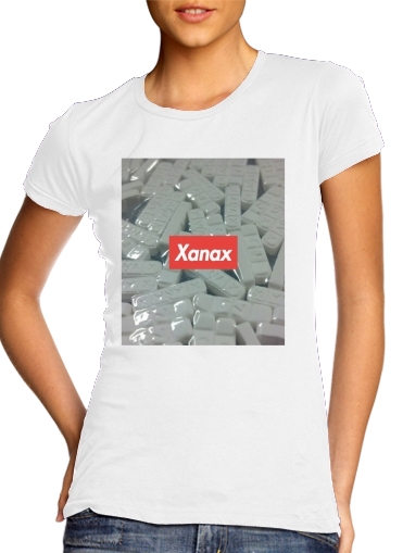  Xanax Alprazolam para T-shirt branco das mulheres