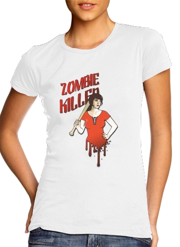  Zombie Killer para T-shirt branco das mulheres