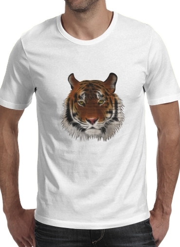  Abstract Tiger para Manga curta T-shirt homem em torno do pescoço