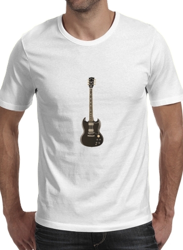  AcDc Guitare Gibson Angus para Manga curta T-shirt homem em torno do pescoço