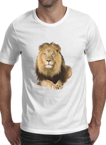  Africa Lion para Manga curta T-shirt homem em torno do pescoço