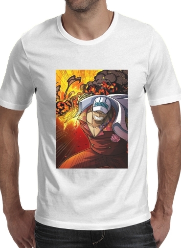  aikanu marines para Manga curta T-shirt homem em torno do pescoço