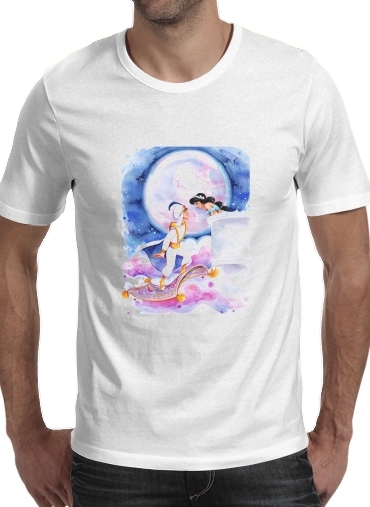  Aladdin Whole New World para Manga curta T-shirt homem em torno do pescoço