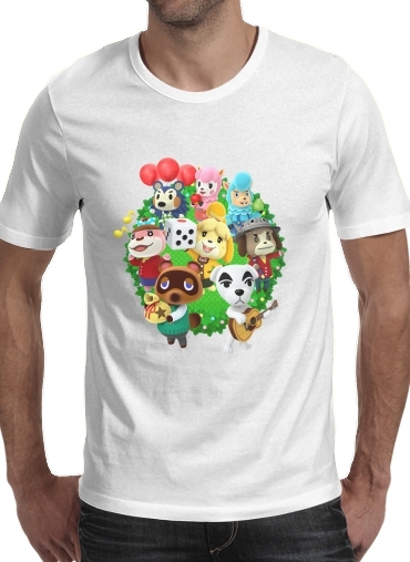  Animal Crossing Artwork Fan para Manga curta T-shirt homem em torno do pescoço