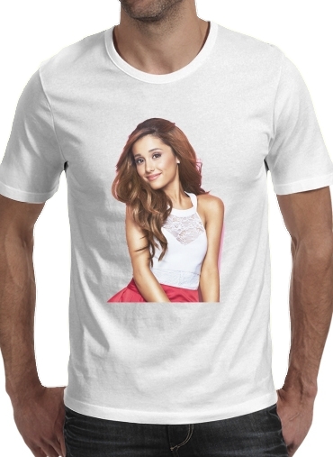  Ariana Grande para Manga curta T-shirt homem em torno do pescoço