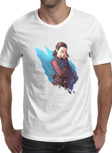  Arya Stark para Manga curta T-shirt homem em torno do pescoço