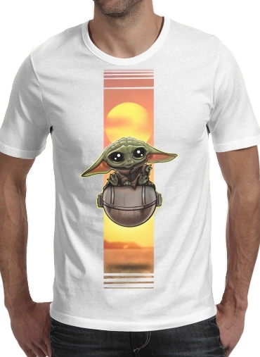  Baby Yoda para Manga curta T-shirt homem em torno do pescoço