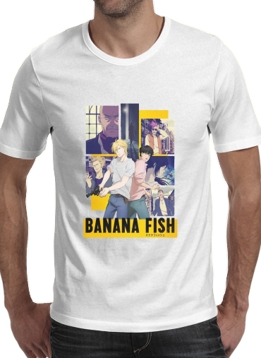  Banana Fish FanArt para Manga curta T-shirt homem em torno do pescoço