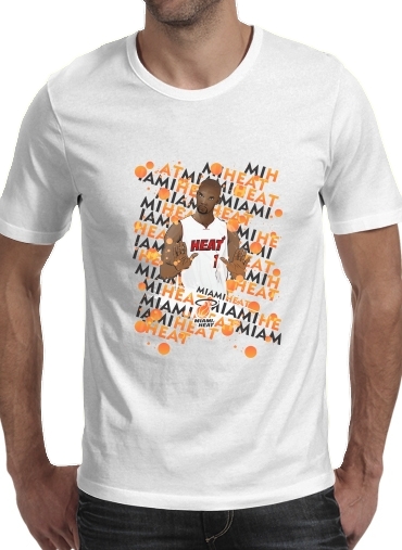  Basketball Stars: Chris Bosh - Miami Heat para Manga curta T-shirt homem em torno do pescoço