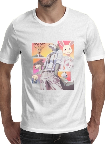  Beastars Animal para Manga curta T-shirt homem em torno do pescoço