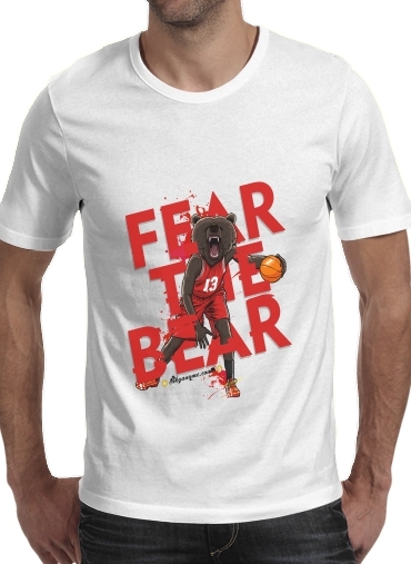  Beasts Collection: Fear the Bear para Manga curta T-shirt homem em torno do pescoço
