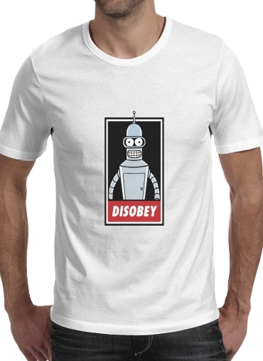 black- Bender Disobey para Manga curta T-shirt homem em torno do pescoço