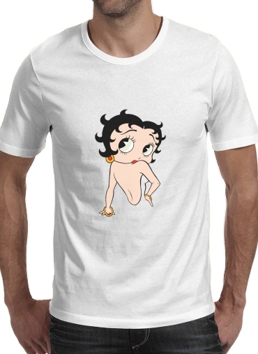  Betty boop para Manga curta T-shirt homem em torno do pescoço