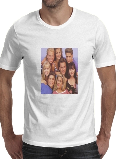  beverly hills 90210 para Manga curta T-shirt homem em torno do pescoço
