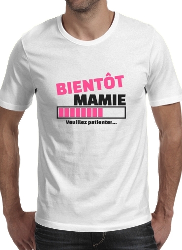  Bientot Mamie Cadeau annonce naissance para Manga curta T-shirt homem em torno do pescoço