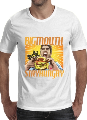  Bigmouth para Manga curta T-shirt homem em torno do pescoço