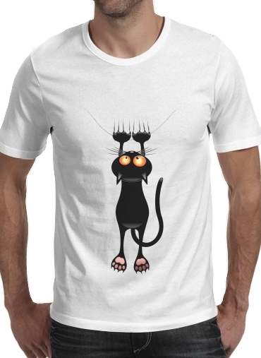  Black Cat Cartoon Hang para Manga curta T-shirt homem em torno do pescoço
