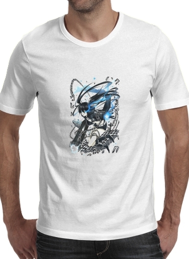  Black Rock Shooter para Manga curta T-shirt homem em torno do pescoço