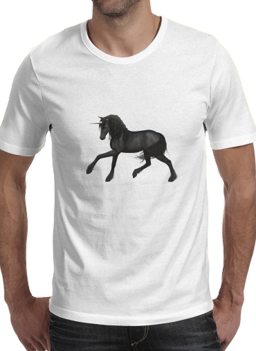 Black Unicorn para Manga curta T-shirt homem em torno do pescoço