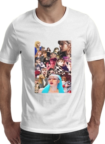  Blackpink Lisa Collage para Manga curta T-shirt homem em torno do pescoço