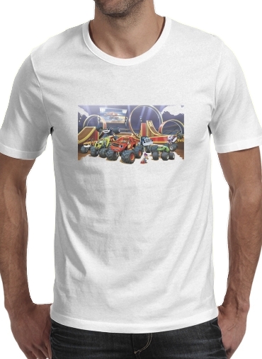  Blaze Cars para Manga curta T-shirt homem em torno do pescoço