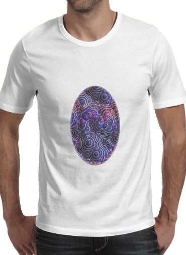  Blue pink bubble cells pattern para Manga curta T-shirt homem em torno do pescoço