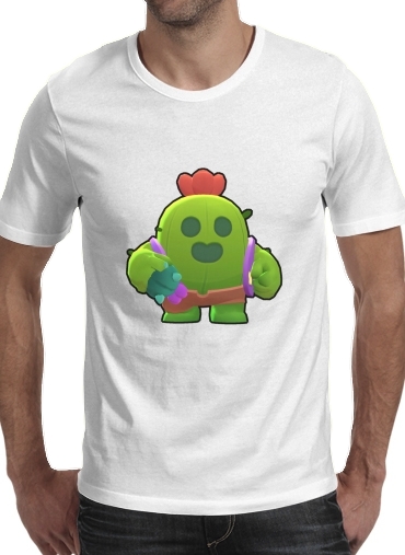  Brawl Stars Spike Cactus para Manga curta T-shirt homem em torno do pescoço