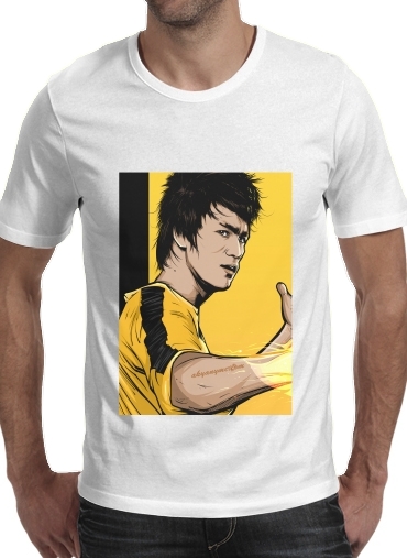  Bruce The Path of the Dragon para Manga curta T-shirt homem em torno do pescoço
