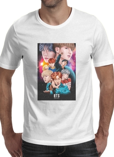  BTS DNA FanArt para Manga curta T-shirt homem em torno do pescoço