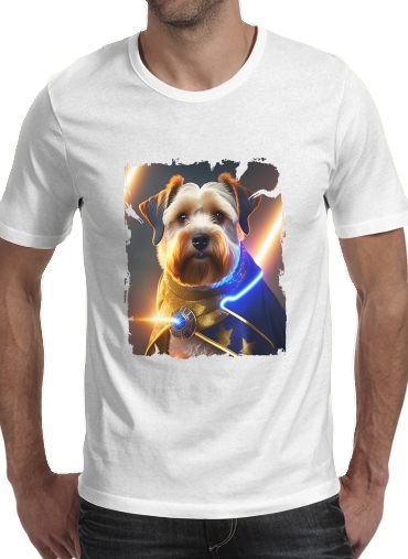  Cairn terrier para Manga curta T-shirt homem em torno do pescoço