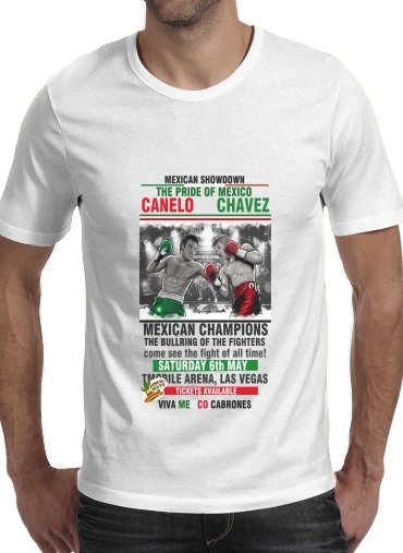  Canelo vs Chavez Jr CincodeMayo  para Manga curta T-shirt homem em torno do pescoço