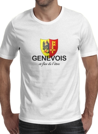  Canton de Geneve para Manga curta T-shirt homem em torno do pescoço