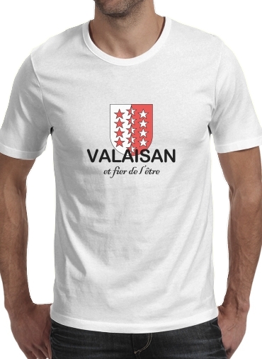  Canton du Valais para Manga curta T-shirt homem em torno do pescoço