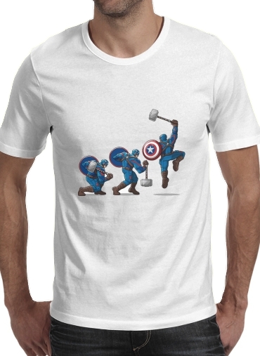  Captain America - Thor Hammer para Manga curta T-shirt homem em torno do pescoço