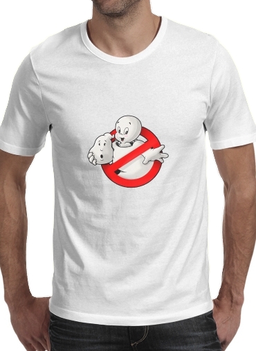  Casper x ghostbuster mashup para Manga curta T-shirt homem em torno do pescoço