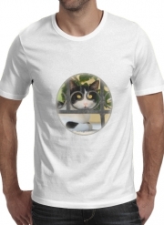 T-Shirts Cat with spectacles frame, she looks through a wrought iron fence