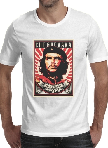 black- Che Guevara Viva Revolution para Manga curta T-shirt homem em torno do pescoço